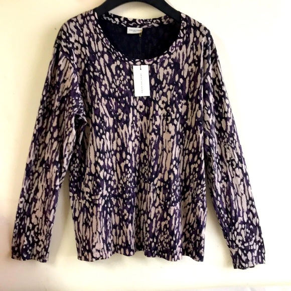 Dries Van Noten long sleeve shirt size Large Purple cream black abstract pattern - Picture 1 of 11